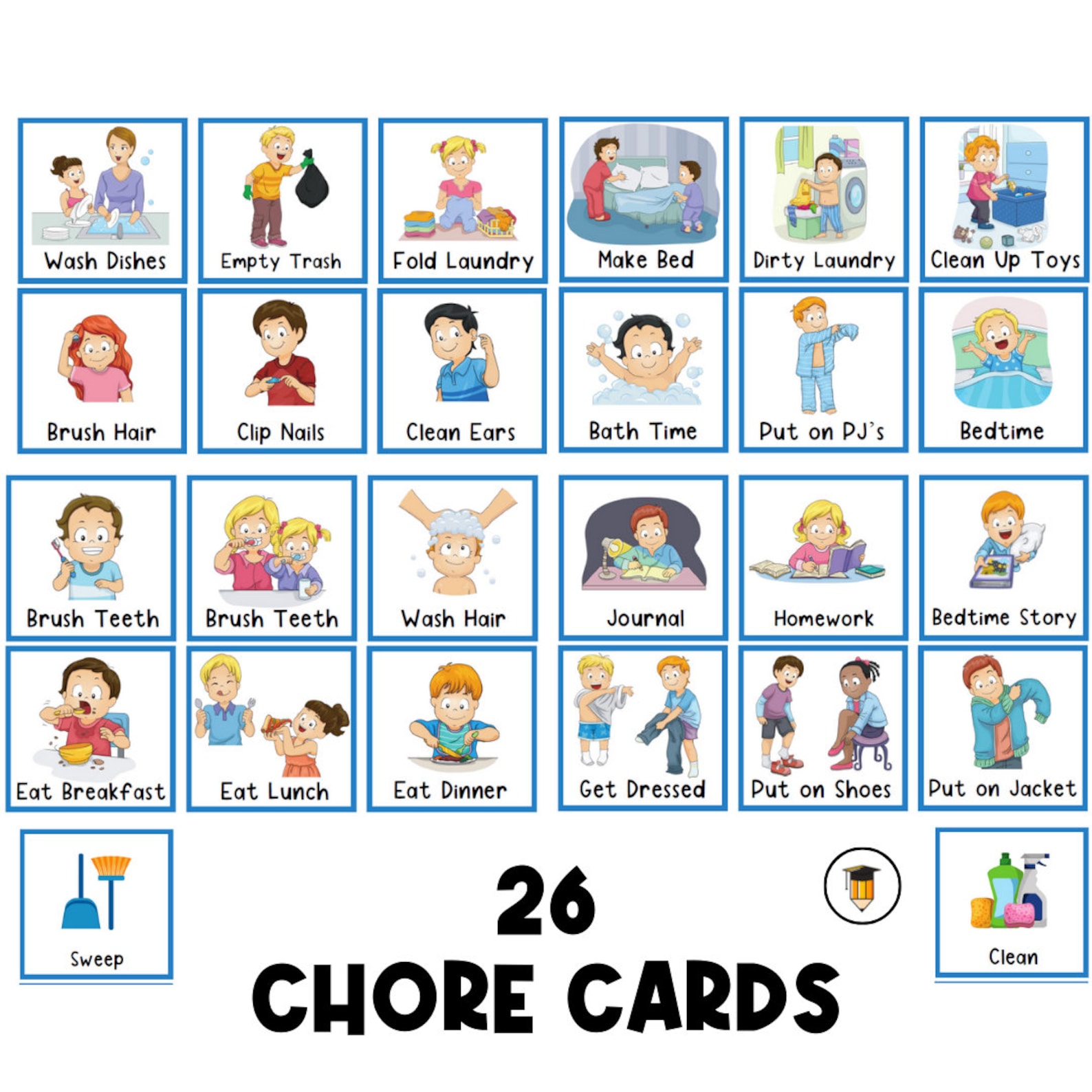 Home Routine Boards 2 Chore Boards + 26 Picture Cards | Chore Chart | Daily Routine | First ...