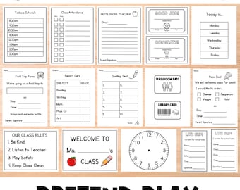 School Dramatic Play | Teacher Play | Learning | Pretend Play | Preschool and Toddler Activities | Homeschool | Busy Book | School Printable