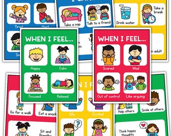 Pósters de autorregulación / Emociones / Estrategias para la calma / Habilidades de afrontamiento / Tarjetas didácticas / Comunicación / Comportamiento / Autismo / Tableros de opciones