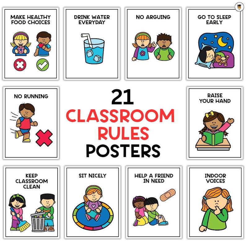21 Classroom Rules Posters | Whole Body Listening | Classroom Poster ...