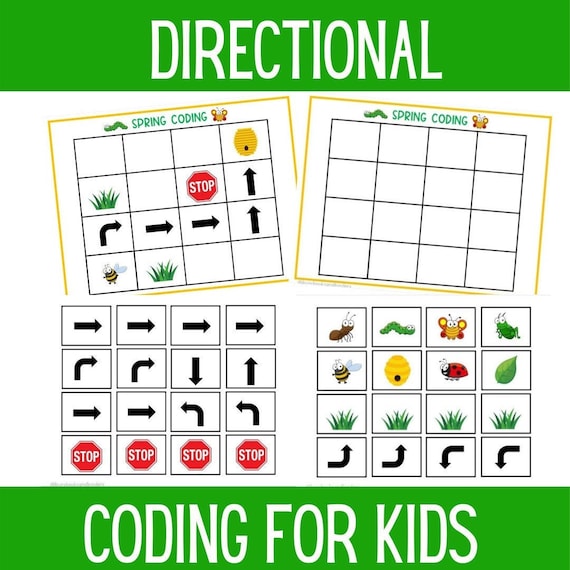 Coding for Kids | Directional Coding | Coding Worksheets | Spring Busy Book | Kindergarten Worksheets | Spring Activities | Bugs | Preschool