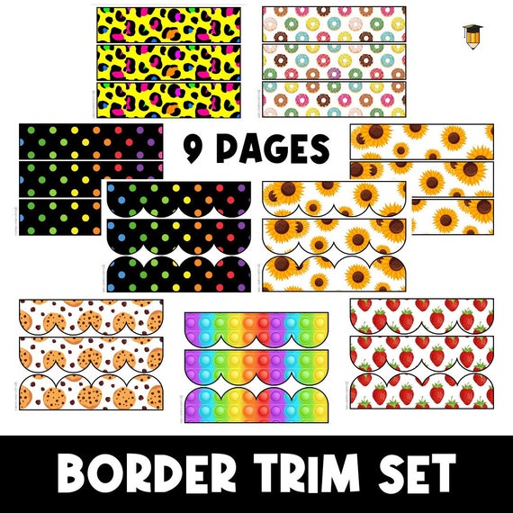 Bulletin Board Trim | Cookies | Fruit | Donut | Polkadot | Display Board | Daycare Decor | School Printables | Door Decor | Border Kit