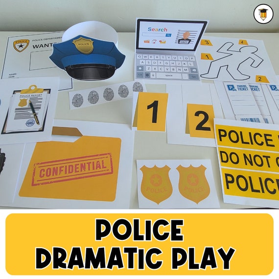 Police Dramatic Play | Play Props | Community Helpers | Pretend Play | Preschool and Toddler Activities | Homeschool | Busy Book Printable