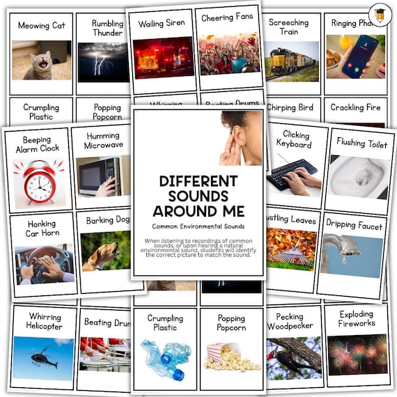 Everyday Sounds | Sound and Hearing | Science Flashcards for Kids | Loud Sounds | STEM Flashcards | Environmental Sounds | Picture Cards