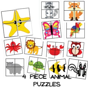 Tier | Kinder Puzzles | Frühe Jahre | Holzpuzzle Feinmotorik | Hausschule | Kinderpuzzle | Sofort Download