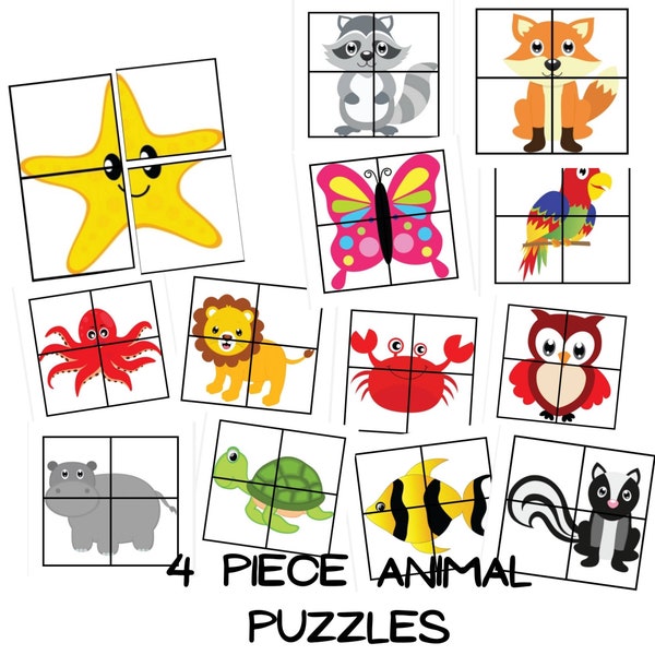 Animal | Puzzles for Kids | Early Years | Puzzle | Fine Motor | Homeschool | Children's Puzzles | Instant Download