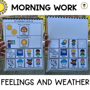 Printable Book: Feelings and Weather | Sorting | File Folder Games | Emotions | Preschool Busy Book | Toddler | Morning Work | Autism