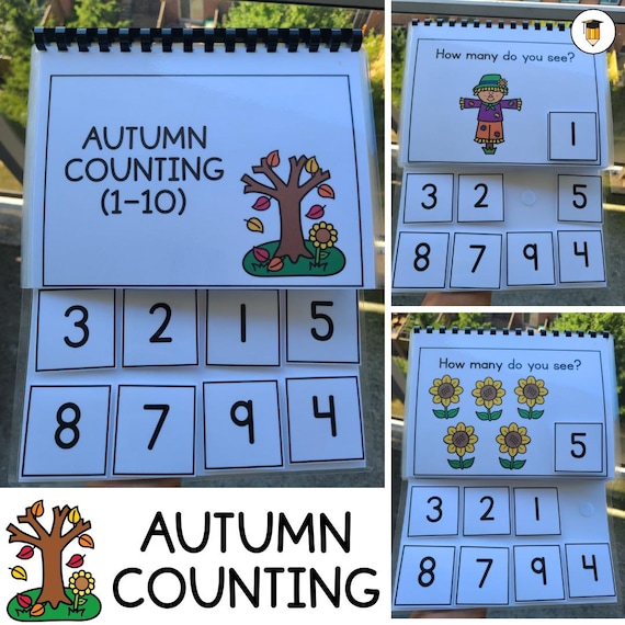 Printable Book: Autumn Counting | Fall Activities for Kids | Interactive Math | Autism | Morning Work | Independent Work | Counting