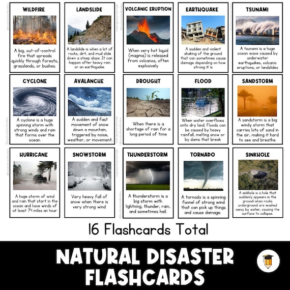 Natural Disaster Flashcards | Science Flashcards | Science Unit |