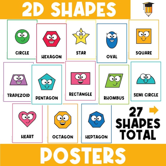Shapes Poster Classroom | 2D Shapes  | Sorting Activities | Math | Preschool Busy Book | Toddler | Homeschool | Download | Daycare Printable