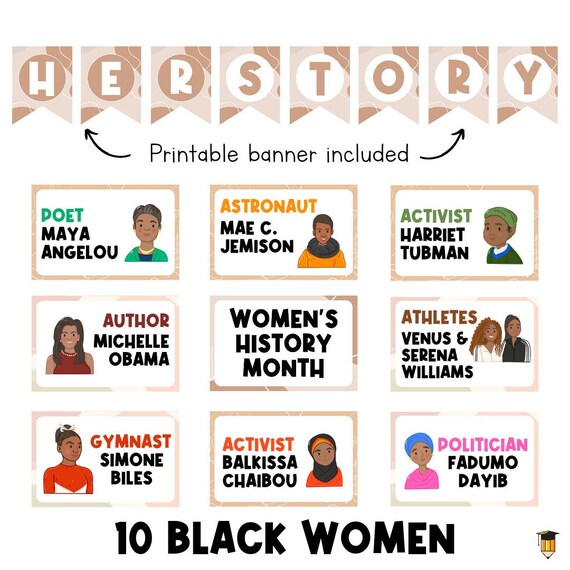 Women's History Month Posters | Bulletin Board Display | Women's History Decor | American History | Printable Banner | Famous Black Women |