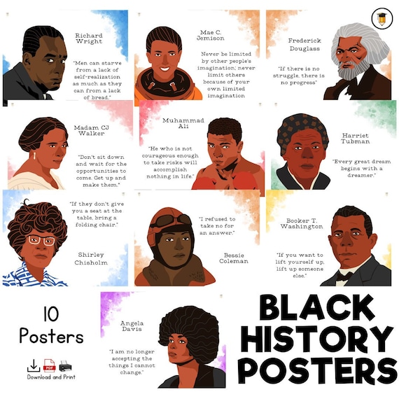 10 Black History Posters | Bulletin Board Display | Black History Decor | African American History | Printable Banner | Black Lives Matter |