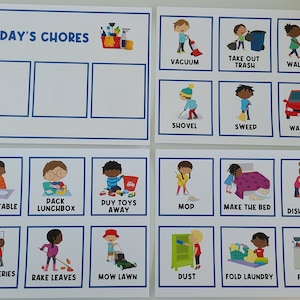 COPIE PHYSIQUE : 1 plateau + 34 cartes de tâche | Tableaux de corvée pour enfants | Routines quotidiennes | Carte de tâche | Embarquez ensuite | Autisme | Aide visuelle