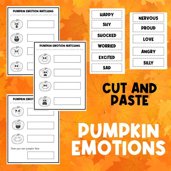 Pumpkin | Emotions |  Flash Cards | Cut and Paste | Halloween | Preschool | Feelings | Autumn Fall | Fall Activities | Busy Book | Pumpkins
