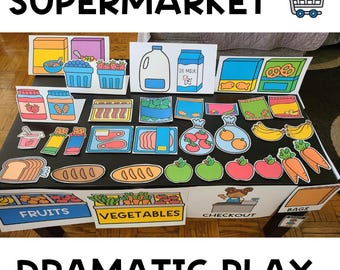 Grocery Store | Dramatic Play | Shopping | Pretend Play | Preschool and Toddler Activities | Homeschool | Busy Book | Supermarket Printable