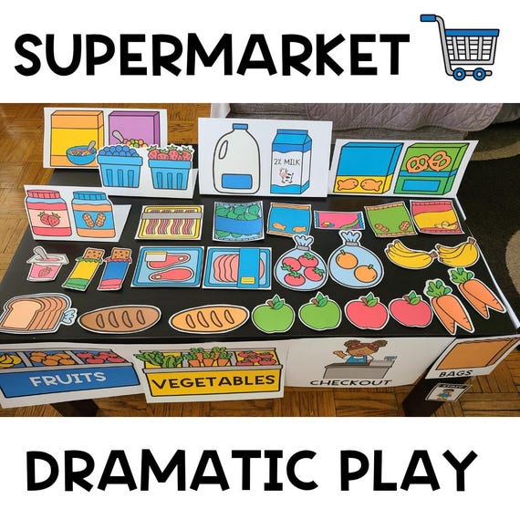 Grocery Store | Dramatic Play | Shopping | Pretend Play | Preschool and Toddler Activities | Homeschool | Busy Book | Supermarket Printable