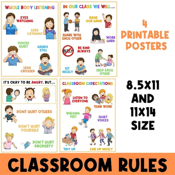 Classroom Rules | Whole Body Listening | Classroom Poster | Daycare Poster | Educational Printable | Social Skills | Autism | Teachers