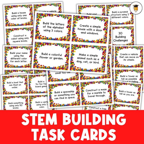 STEM Building Block Challenge | Flashcards | STEM | Vehicles | Transportation | Fine Motor Activities | Hands On Learning | Task Cards