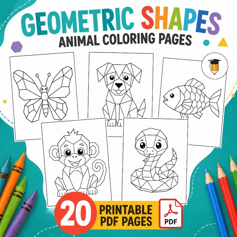 20 Geometric Animals Coloring Pages | Coloring Book Pages | Animals ...