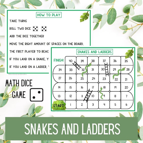 Snakes and Ladders | Printable Games for Kids | Math Worksheet | Math Dice Games | Subitize | Busy Book Page | Party Games