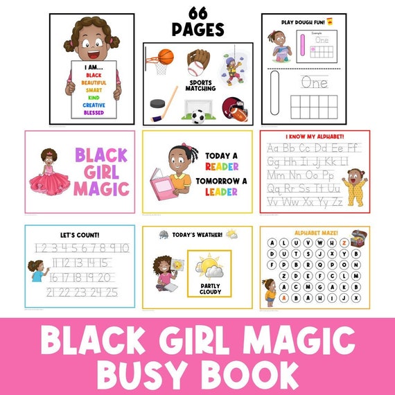 Black Girl Magic Busy Book Bundle | Coloring Page | Black History Month | Girl Empowerment | Affirmations for Kids | Melanin | For Girls