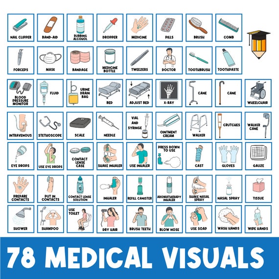 78 MEDICAL PICTURE CARDS | First Then Board | Visual Aid |  Schedule | Behavior Chart | Task Card | Special Needs | Autism | What Hurts