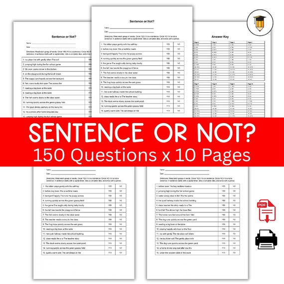 Sentence or Not | Sentence vs Fragment Worksheets | Sentence Structure Practice | Grammar Worksheet | ELA | Elementary Language Arts