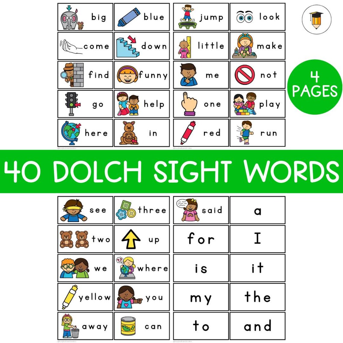 40 Sight Words | Sight Word Practice | Literacy Center | Preschool ...