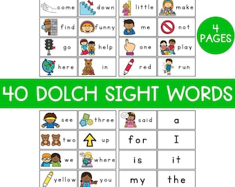 40 mots visuels | Entraînement des mots à vue | Centre d'alphabétisation | Livre occupé | Flashcards de lecture pour les enfants d'âge préscolaire | Jardin d'enfants | La phonétique | Orthographe