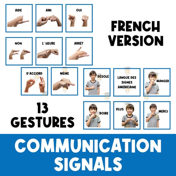 FRENCH ASL Hand Gestures | Hand Signs | Sign Language Flashcards | Communication | Flash Cards | ASL |  Autism Visuals | Hand Signals | Deaf