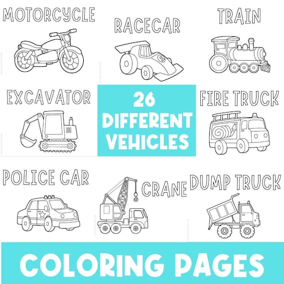 Cars Coloring Page | Coloring Activities | Cars | Transportation | Vehicles | Community Helpers | Coloring Book | Printable | Homeschool