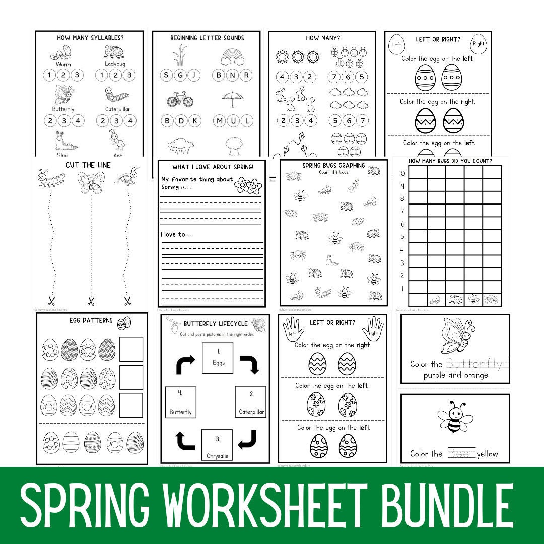 Kindergarten Spring Worksheet Bundle Preschool Worksheets Kindergarten
