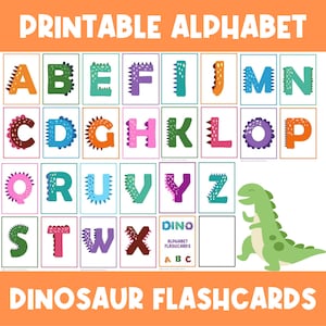 Dinosaur Alphabet Letters Flashcards | Dinos | Preschool Flash Cards | ABC |  Dinosaurs | Busy Book | Kindergarten | Instant Download