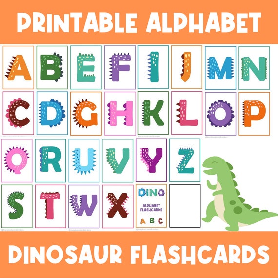 Dinosaur Alphabet Letters Flashcards | Dinos | Preschool Flash Cards | ABC |  Dinosaurs | Busy Book | Kindergarten | Instant Download