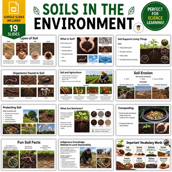 Soils in the Environment Google Slides | Soil Science Unit | Ontario Science | Soil Types, Erosion, Nutrients & Composting | Elementary Scie