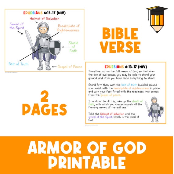 Armor of God | Children's Bible Verses Practice | Bible Verse Bulletin Board | Children's Church Printables | Bible Scriptures | Kids Bible