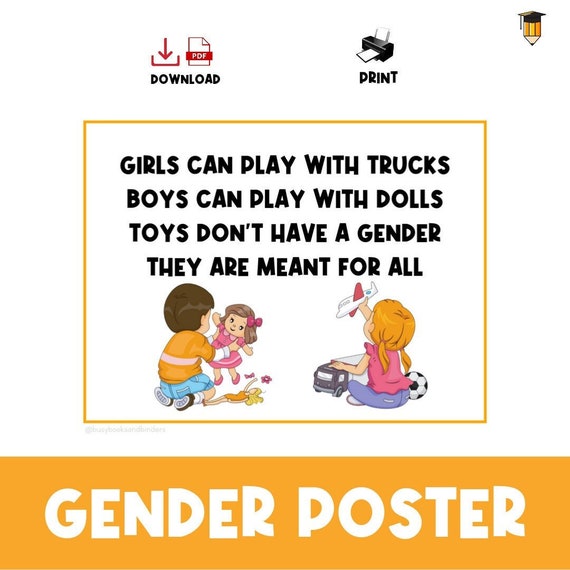 GENDER POSTER | Classroom Poster | Classroom Decor | Gender Equality | Elementary School | Teacher Printables | Daycare Poster | Wall Art