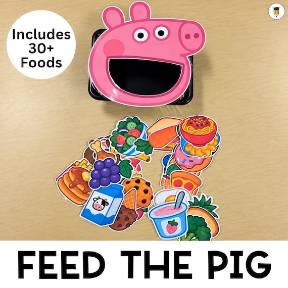 Feed the Pig | Food Sorting Activity for Kids | Preschool Kindergarten Fine Motor Game | Autism Special Education Resource | Toddler Game