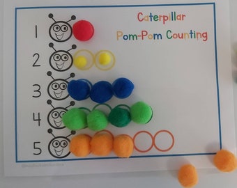 1- 20 Pom Pom-activiteiten | Druk boek | Tellen | Aantal activiteiten | Kleuterschool | Fijne motoriek | Kleuterschool | Leermap | Wiskunde