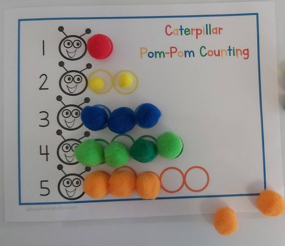 PHYSICAL COPY: Pom Pom Activities | Busy Book | Counting | Number Activities | Preschool | Fine Motor Skills | Kindergarten | Homeschool
