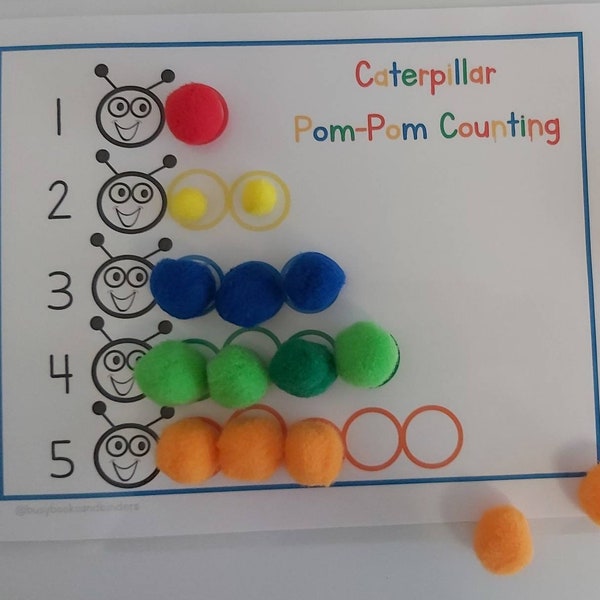 1- 20 Pom Pom Activities | Busy Book | Counting | Number Activities | Preschool | Fine Motor Skills | Kindergarten | Learning Folder | Math