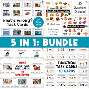 ENSEMBLE DE FONCTIONS : Questions WH | Fonctions Cartes de tâches | Lequel | Orthophonie | ABA | Catégorie | Autisme | Flashcards pour enfants |