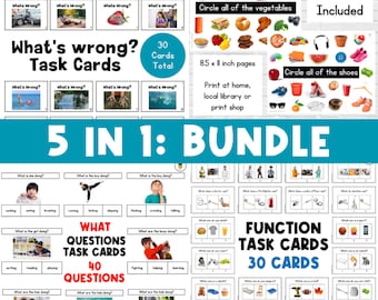 FUNCTIONS BUNDLE: Wh Questions | Functions Task Cards | Which One | Speech Therapy | ABA | Category | Autism | Flashcards for Kids |