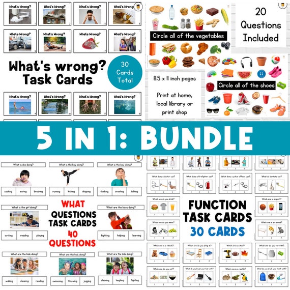 FUNCTIONS BUNDLE: Wh Questions | Functions Task Cards | Which One | Speech Therapy | ABA | Category | Autism | Flashcards for Kids |