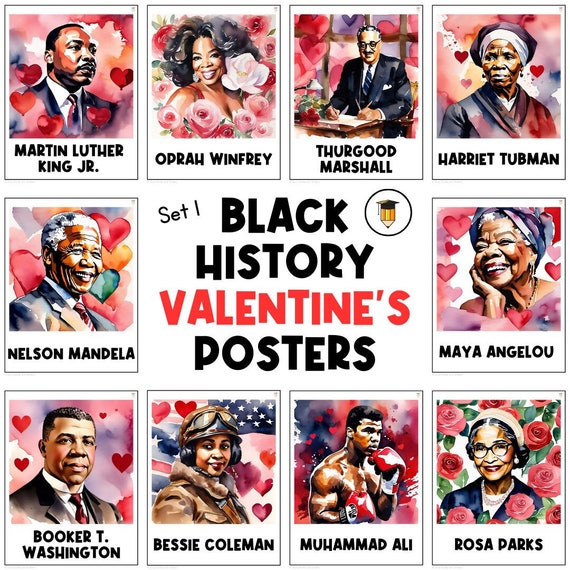 10 Valentine's Day Posters | Black History Poster | Bulletin Board Display | Black History Decor | African American | Printable Poster