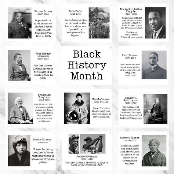 Black History Posters | Bulletin Board Display | Black History Decor | African American History | Printable Banner | Black and White|