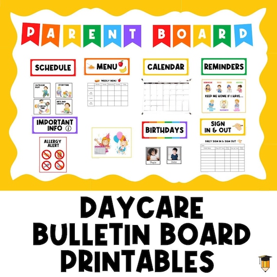 Daycare Bulletin Board | Childcare Organization | Visual Schedule | Parent Board | Daycare Decor | Preschool Printables | Classroom Poster