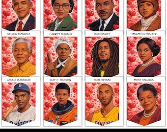 20 affiches de la Saint-Valentin | de l'histoire des Noirs | Présentoir pour babillard | Décoration histoire des Noirs | Afro-américain | Affiche imprimable