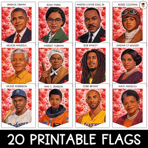 20 Valentine's Day Posters | Black History Poster | Bulletin Board Display | Black History Decor | African American | Printable Poster