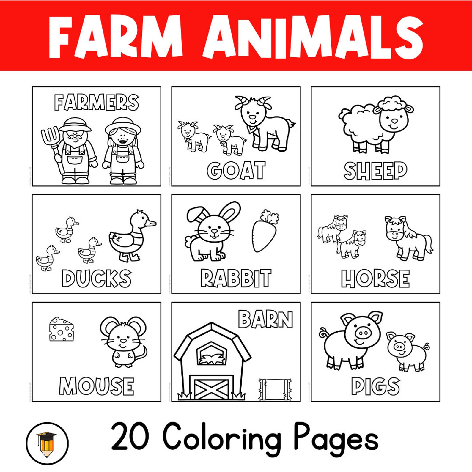 FARM ANIMALS | Preschool Animal Puzzle | Coloring Pages | Matching ...